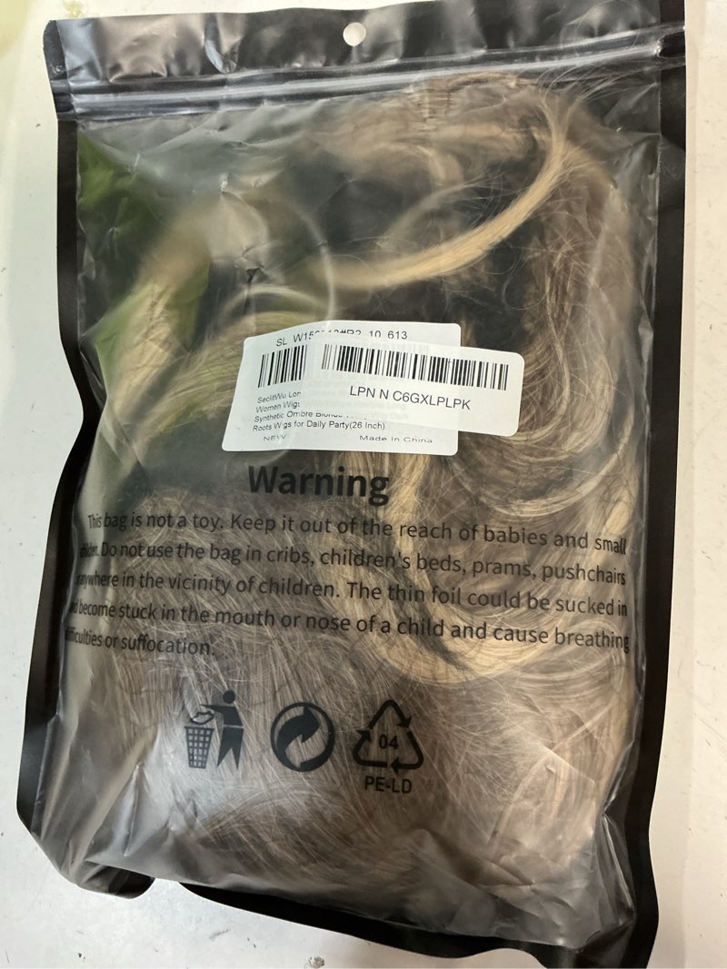 Condition photo showing New/Like New for long blonde wig for women middle part ombre blonde wavy wigs natural looking synthetic heat resistant fiber wigs for daily party use (26 inch)