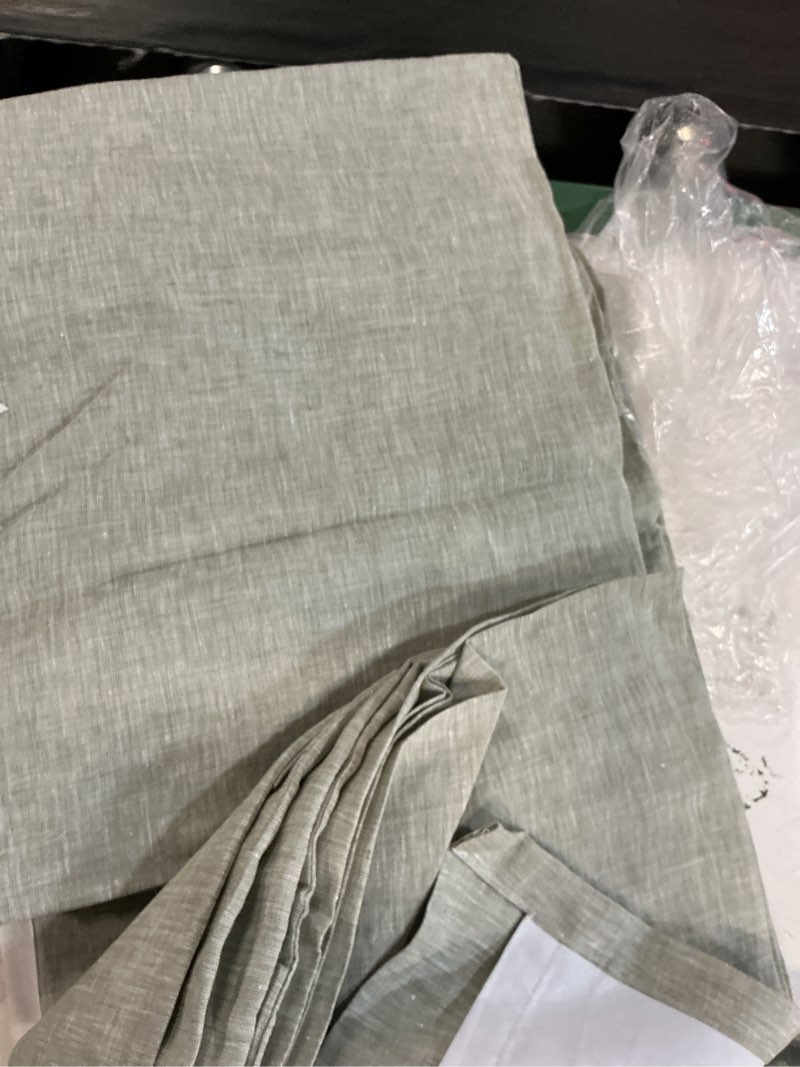 Condition photo showing Good Condition for quince european linen true blackout curtain - single panel color is sage size 98in x 108in