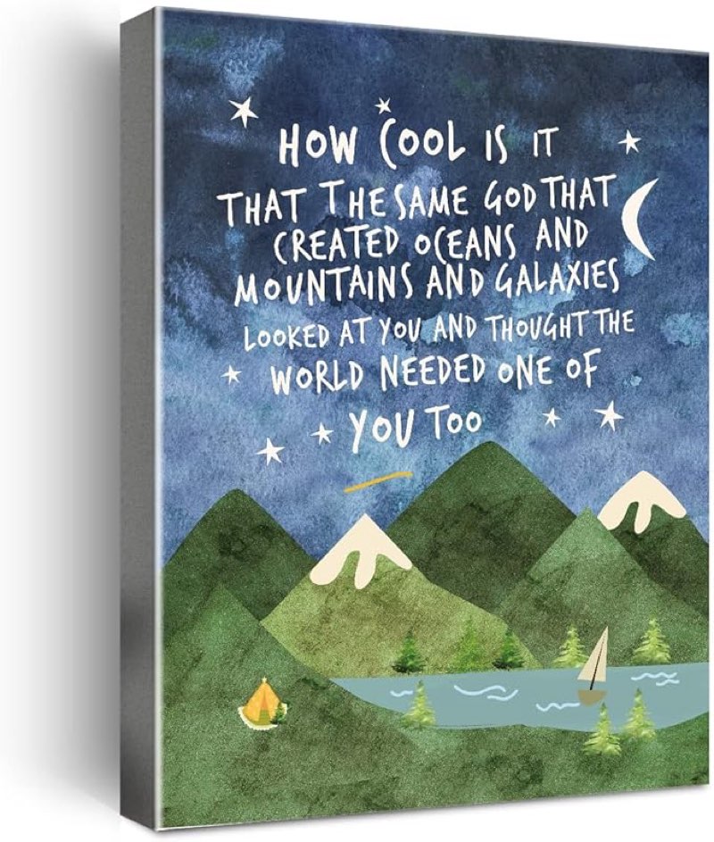 same god creation canvas wall art – framed nursery mountain wall decor, inspirational canvas prints,