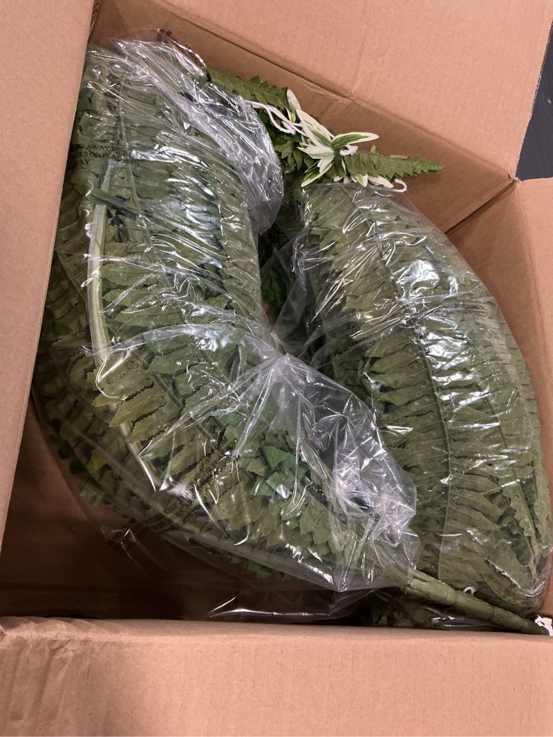 Condition photo showing Good Condition for livole 2 pcs 48" large fake ferns with spider plant, artificial ferns for outdoors large faux boston fern with 110 branches realistic uv resistant for planter indoor home garden porch hanging decor 48"-110 branches-2 pcs