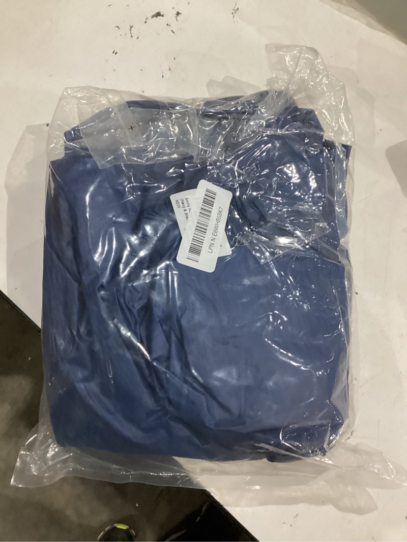 Condition photo showing Good Condition for smiry rectangle table cloth cover, waterproof elastic fitted picnic tablecloth for 8 foot tables, wipeable flannel backed vinyl tablecloths for camping, dining, outdoor (navy & black, 30" x 96") 96" x 30" (rectangular) navy & black