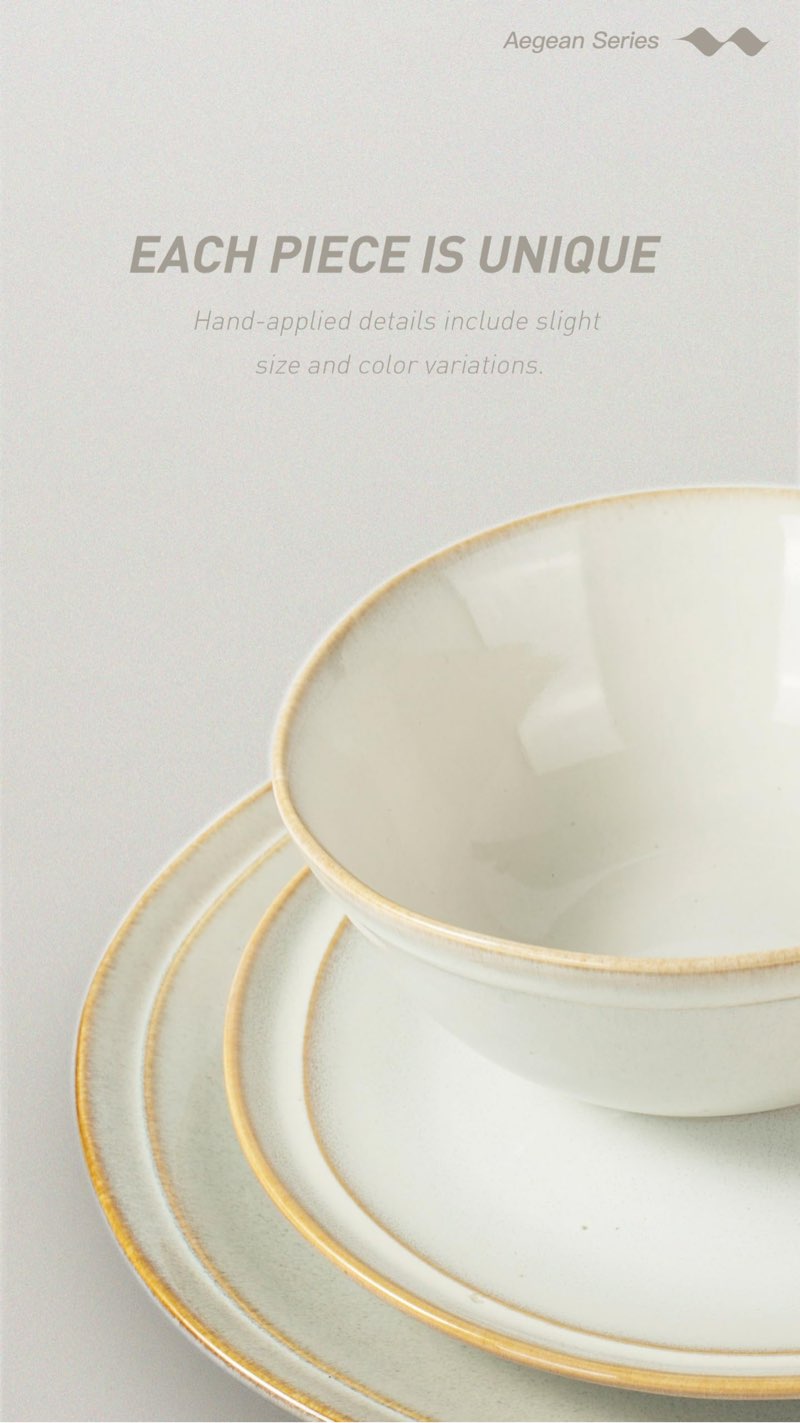 Famiware Aegean Dinnerware Set for 6, 18-Piece Plates and Bowls Sets, Stoneware Scratch Resistant Di