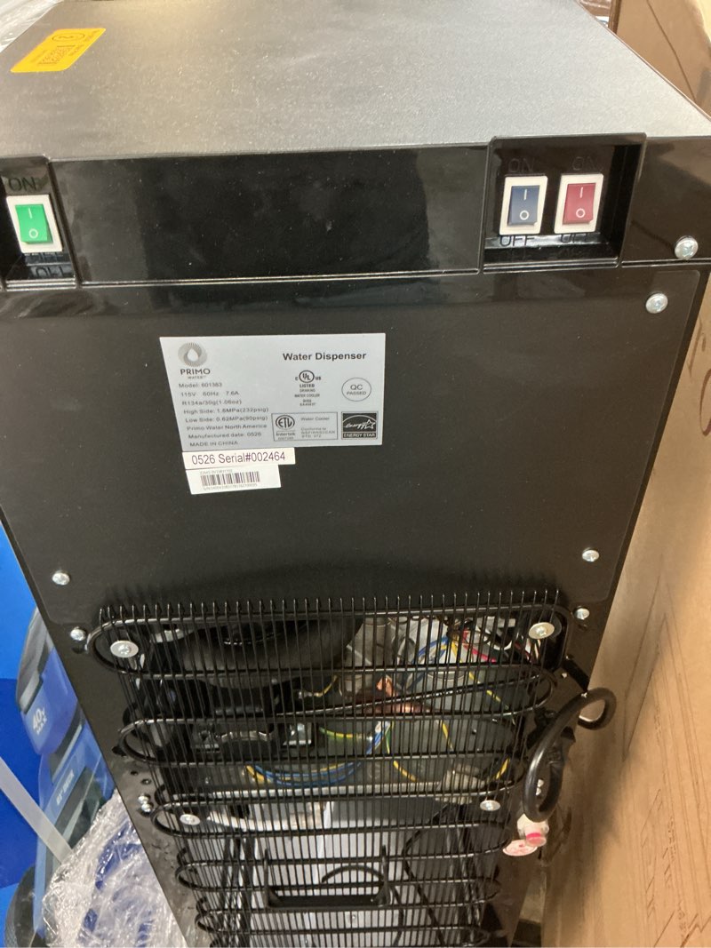 Condition photo showing As Is for primo 5-gallon bottom load stainless steel water cooler