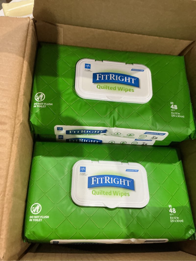 Condition photo showing Good Condition for incomplete ))medline fitright select premium personal cleansing wipes  8 x 12  48/pack  12 pks/ctn