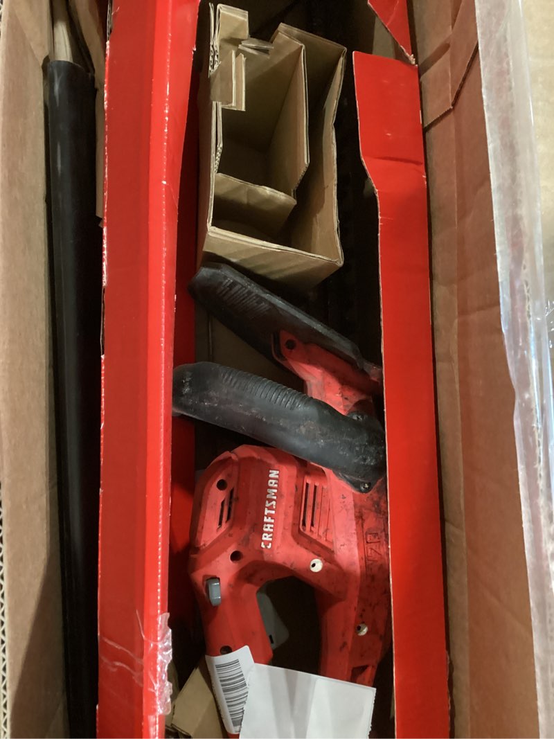 Condition photo showing As Is for craftsman v20 cordless hedge trimmer with battery and charger included, 20 in. blade, rechargeable bush trimmer cordless, lightweight (cmcht810c1) 20v trimmer kit