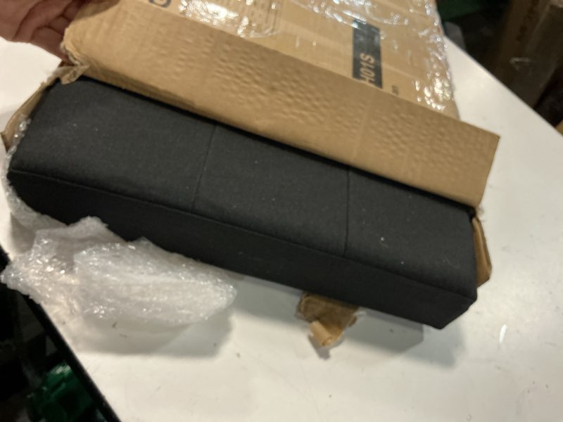 Condition photo showing Good Condition for songmics mazie collection - 30 inches folding storage ottoman bench, ottoman foot rest, end of bed bench, storage chest, load 660 lb, for living room, bedroom, entryway, ink black ulsf047b01 ink black 15"d x 30"w x 15"h
