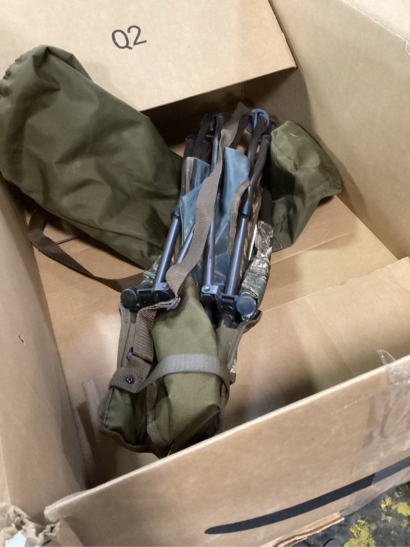 Condition photo showing As Is for Oversized Camping Chairs,Padded Folding Chair with Arms,Hunting Chair for Adults w/Cup Holder & Carrying Bag,Portable for Fishing,Picnic,Supports 350 LBS,Camouflage
