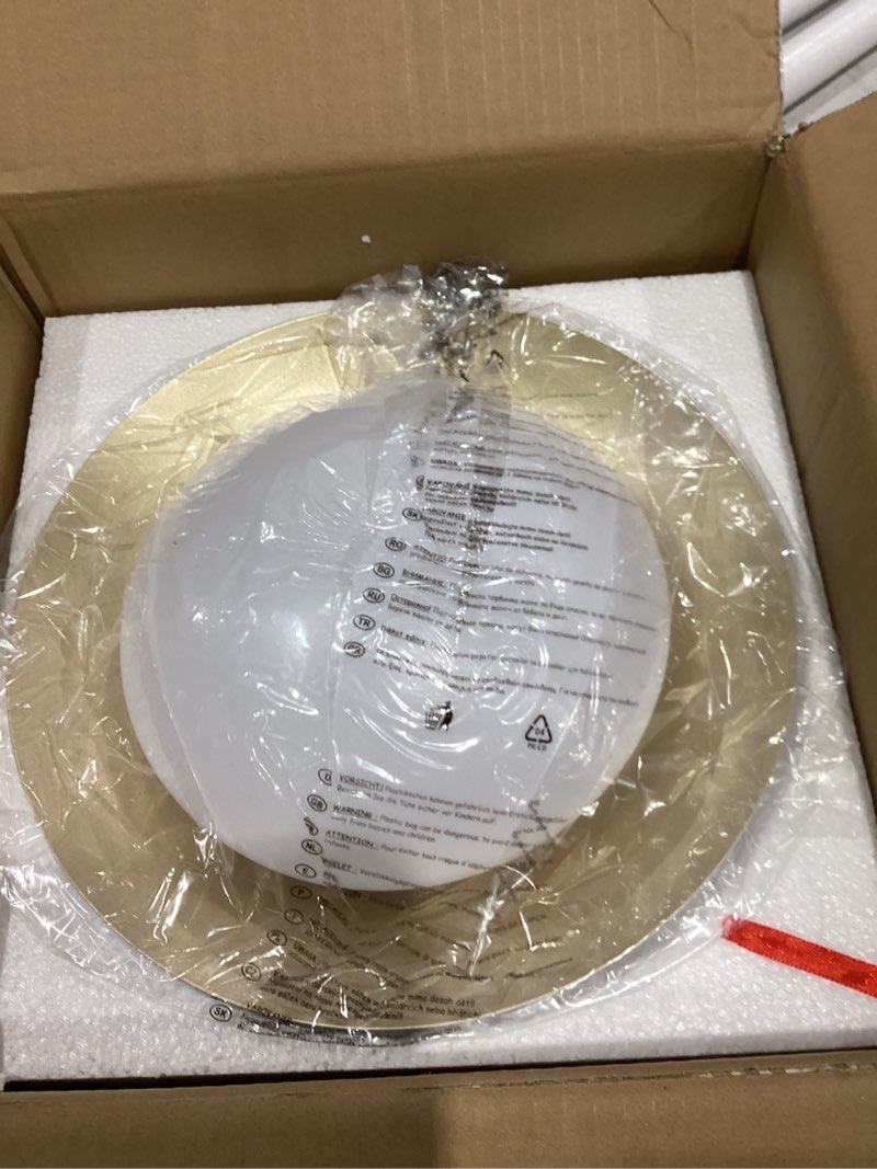Condition photo showing Good Condition for dimmable small mid century modern flush mount ceiling light with acrylic shade,black and gold led ceiling lights,5cct 2700k-6000k light fxiture for hallway entryway bedroom kitchen laundry room 11.8in 11.81in black
