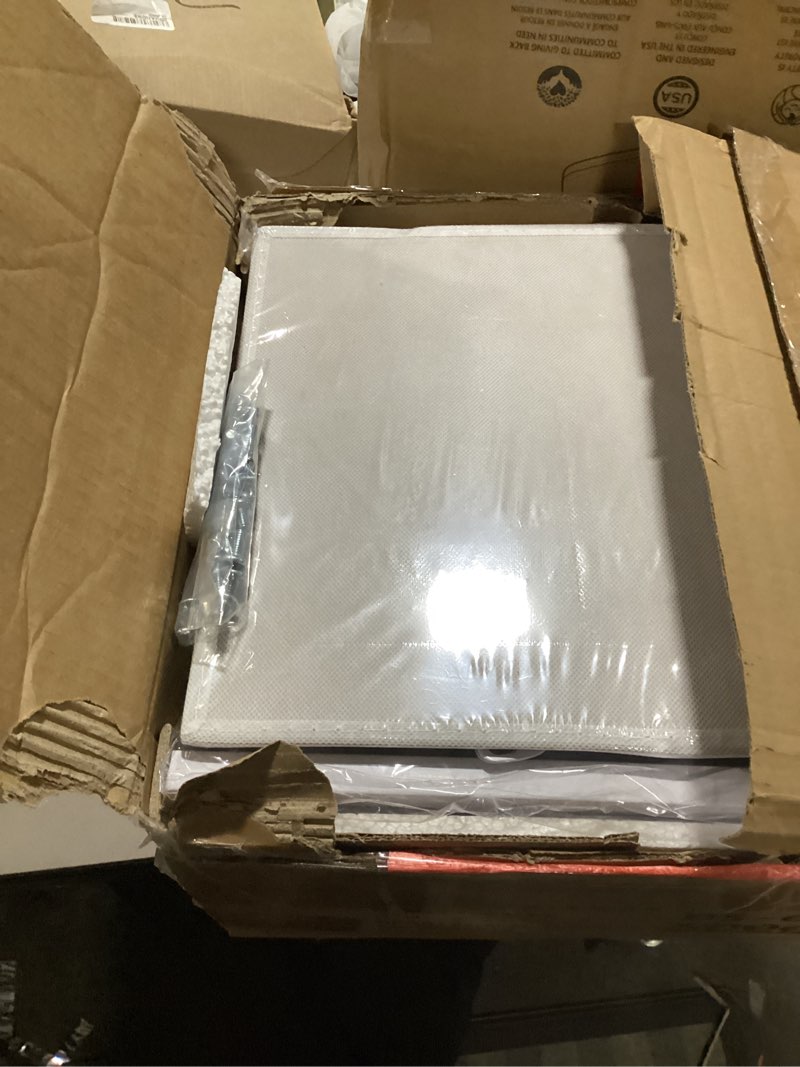 Condition photo showing Good Condition for Furnulem White Dresser with 5 Drawers, Vertical Storage Tower Fabric Dresser for Bedroom, Hallway, Entryway, Nursery, Closet Organizer, Nightstand Bedside Table Furniture, Sturdy Steel Frame, Wood Top White 5 Drawers