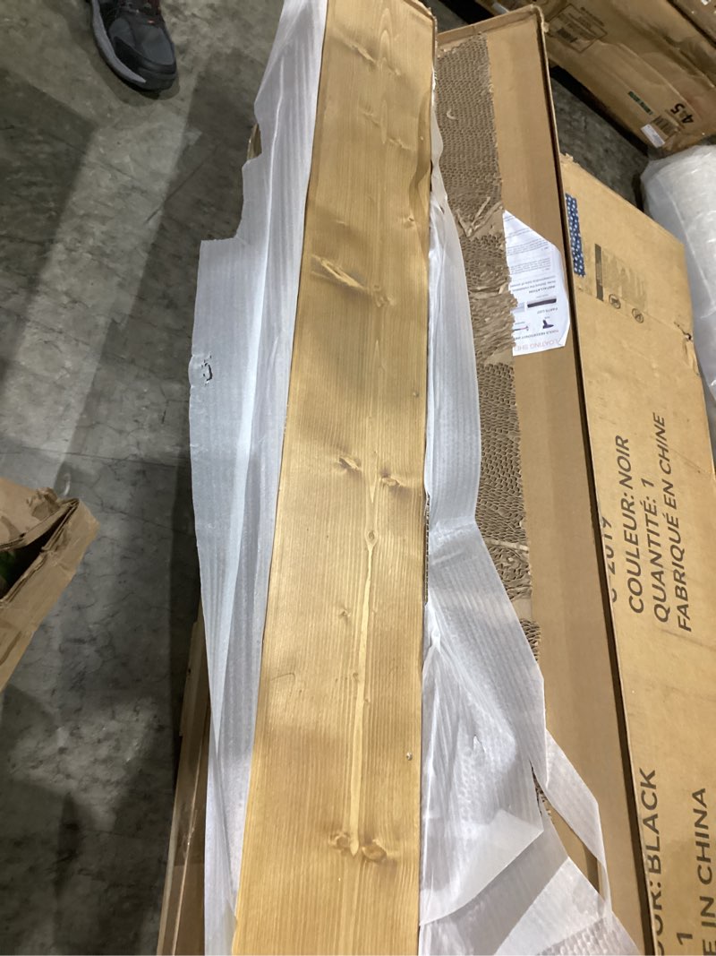 Condition photo showing As Is for 60" fireplace mantel, 5'' thick handmade hollow solid wood wall long floating shelf with invisible wood brackets, wood color 60x5x8-hollow wood