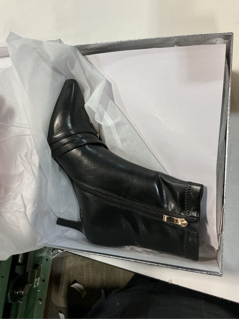 Condition photo showing New/Like New for Size 8)feetquake Knee High Boots for Women Strappy Buckles Stiletto Heel Pointed Toe Side Zipper Soft Black