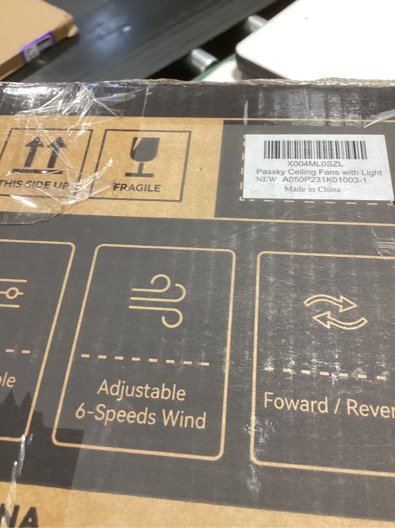 Condition photo showing New/Like New for Ceiling Fans with Lights, 42 inch Low Profile Ceiling Fan with Pull Chain and Remote Control, Flush Mount, Reversible, 5CCT, Dimmable, Noiseless, Black Pull Cord Ceiling Fan for Bedroom Black 42 inch