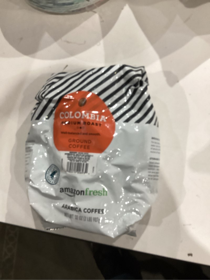 Condition photo showing New/Like New for Amazon Fresh, Colombia Ground Coffee, Medium Roast, 32 Oz Colombia, Medium Roast 32 Ounce (Pack of 1)