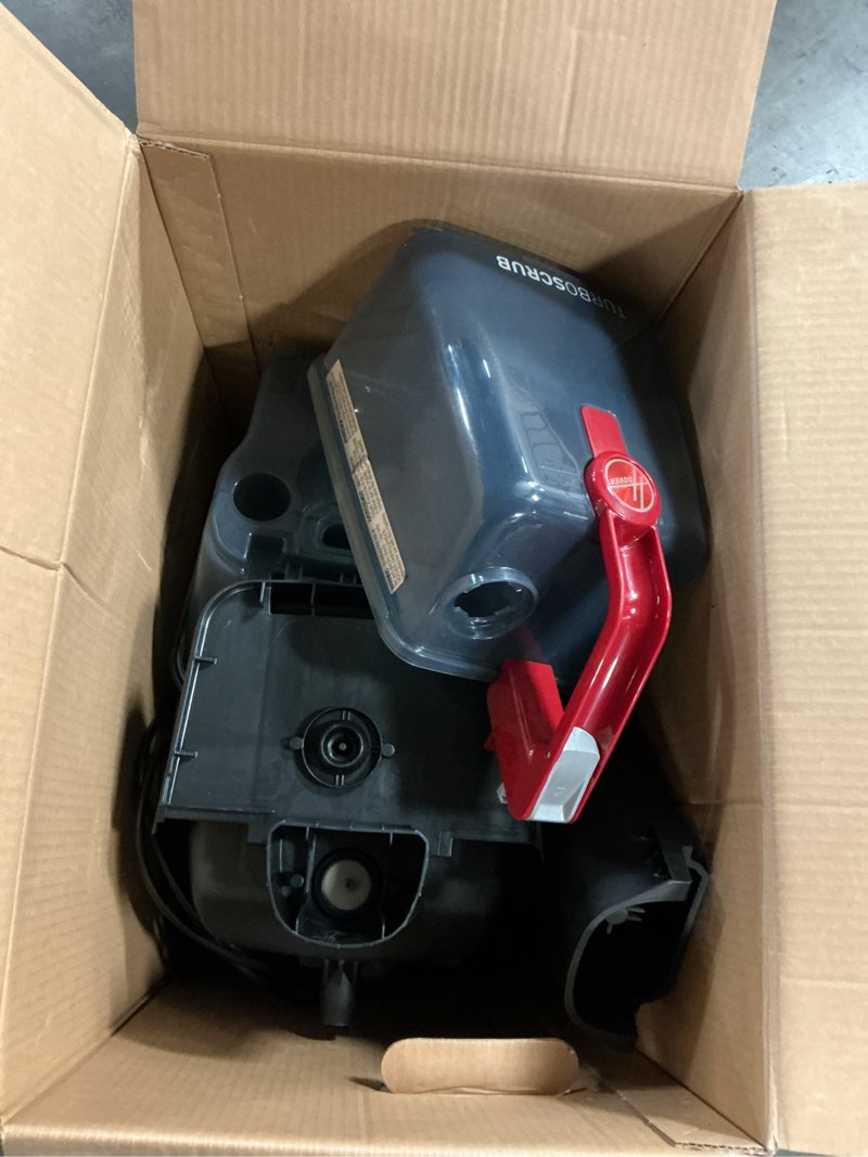Condition photo showing As Is for  hoover turboscrub upright corded carpet cleaner machine, deep clean carpet shampooer for carpet, upholstery and fabric in black