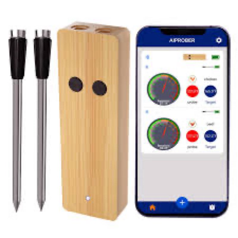 wireless meat thermometer for grilling and smoking, 800ft bluetooth thermometer with dual-sensor pro
