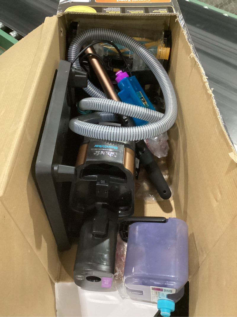 Condition photo showing As Is for shark carpetxpert hairpro | upright carpet, area rug & upholstery cleaner | stainstriker handheld tough stain remover & onboard self clean | pet hair pickup & odor removal | 5 tools | navy | ex304 hairpro + stainstriker + 7\" tool, not tested, used