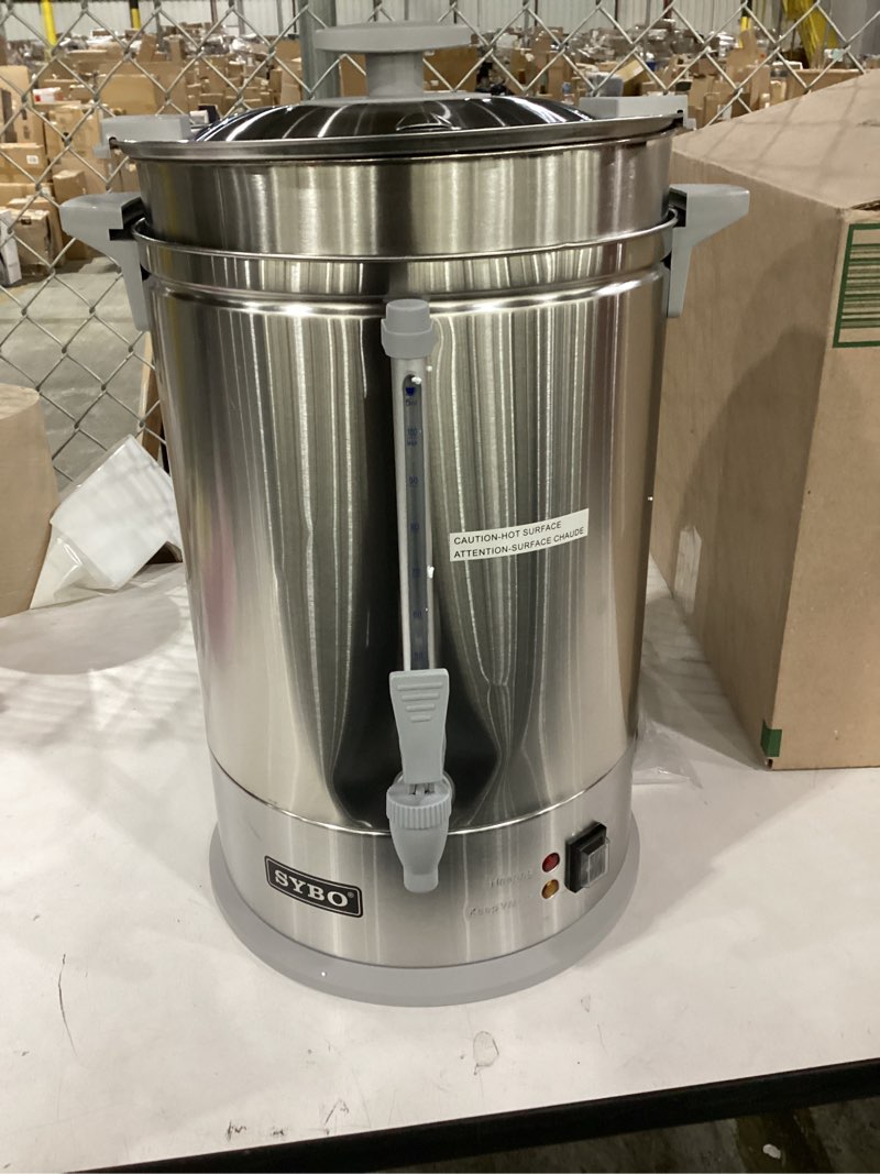 Condition photo showing As Is for sybo commercial grade stainless steel percolate coffee maker hot water urn for catering, 100-cup 16 l, grey 16l grey