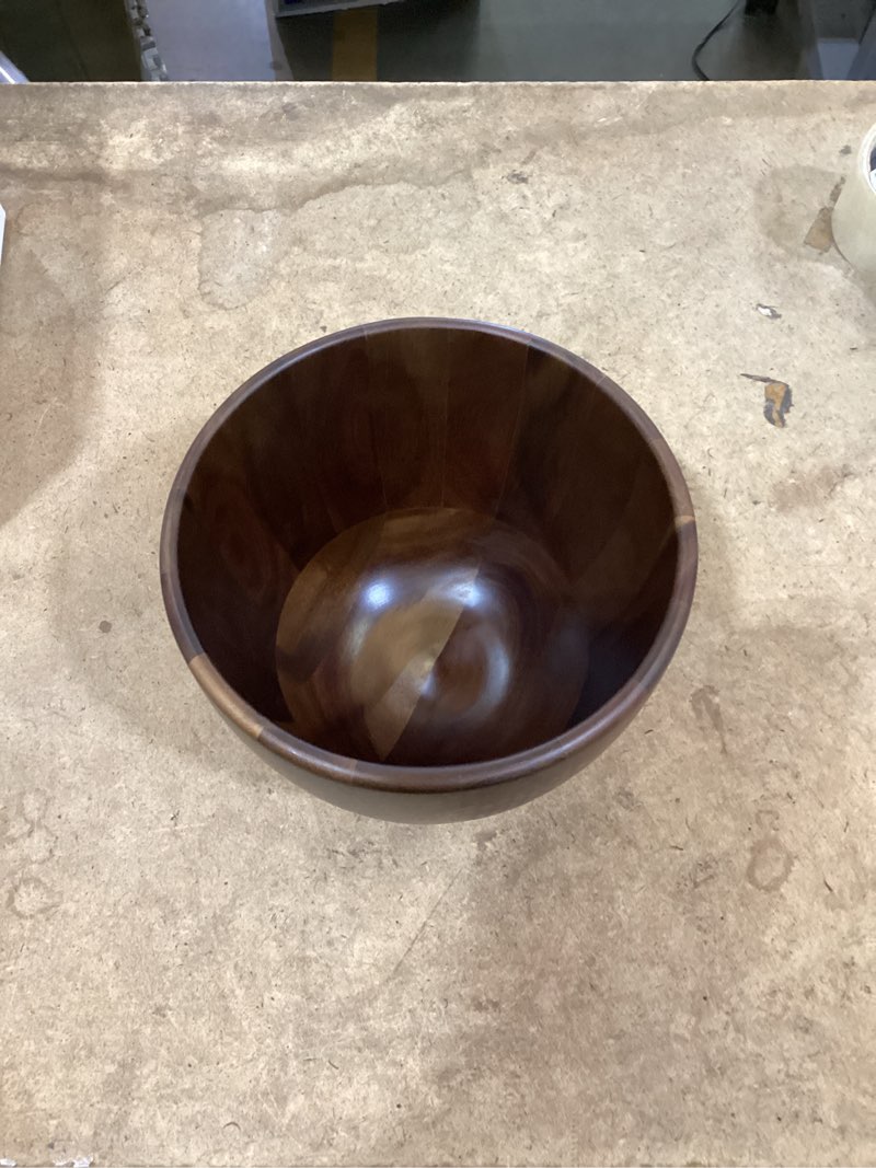 Condition photo showing New/Like New for premium wood bowl for kitchenaid 4.5 & 5 qt tilt-head stand mixer, solid acacia wooden mixing bowl replacement with stainless steel locking base, hand-finished natural grain (not for bowl-lift)