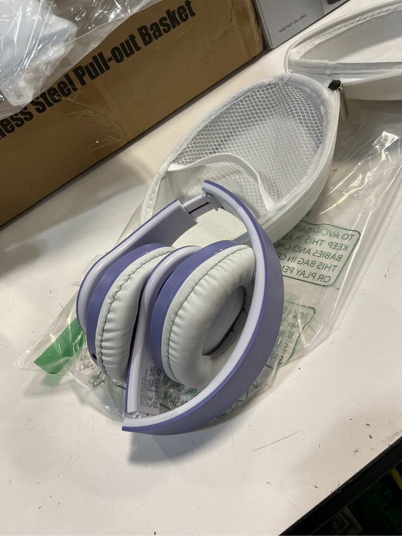 Condition photo showing As Is for zihnic bluetooth headphones over-ear, foldable wireless and wired stereo headset micro sd/tf, fm for cell phone,pc,soft earmuffs &light weight for prolonged wearing (purple)