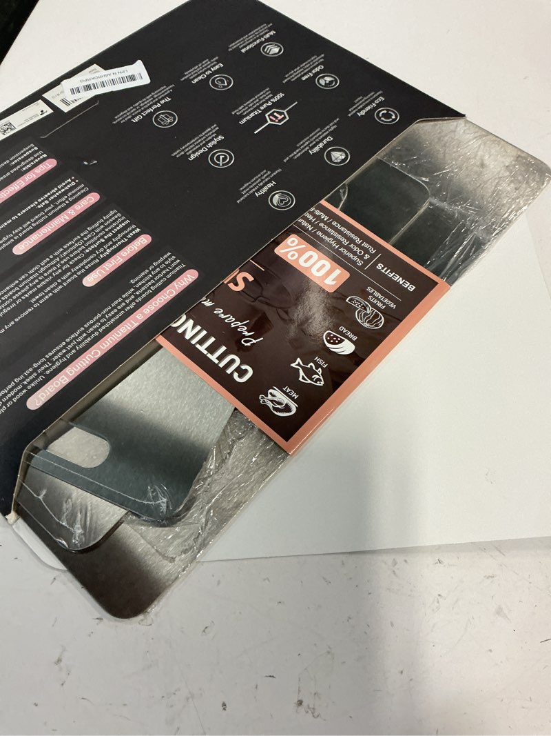 Condition photo showing New/Like New for Titanium Cutting Boards Set of 3, Titanium Cutting Boards for Kitchen, 100% Double-sided titanium cutting boards,separate raw and cooked food areas,non-toxic,dishwasher safe (S+ M + L) Sliver 16"L x 10"W(S+M+L)