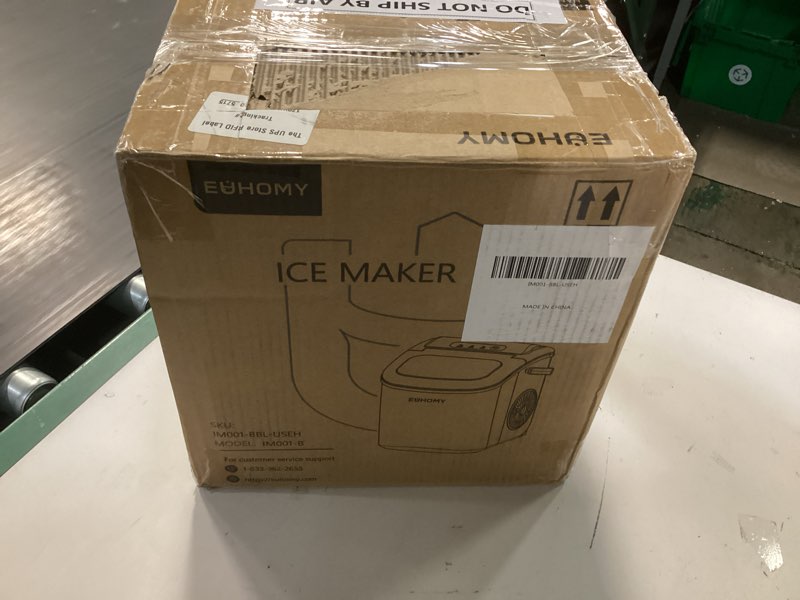 Condition photo showing New/Like New for euhomy countertop ice maker machine with handle, 26lbs in 24hrs, 9 ice cubes ready in 6 mins, auto-cleaning portable ice maker with basket and scoop, for home/kitchen/camping/rv. (black) black 26lbs