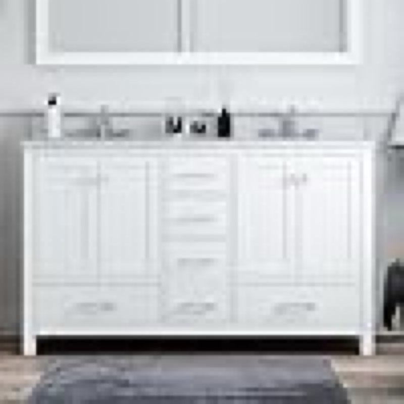 (Similar)(only cabinet)CASAINC Bathroom Vanities, 60-inch White Bathroom Vanity, Elegant Solid Wood Bathroom Storage Cabinet, Full Assembly Freestanding Bathroom Cabinet with Carrara Marble Countertop and Sink