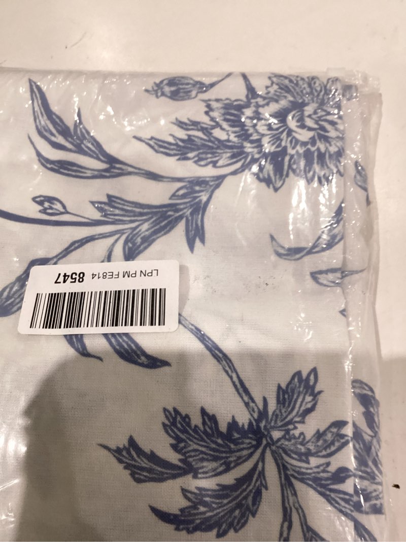 Condition photo showing As Is for WOUVMA Blue Shower Curtain Floral Cotton Cottagecore Shower Curtain for Bathroom 72" W x 72" L Cotton Blue 72"L x 72"W
