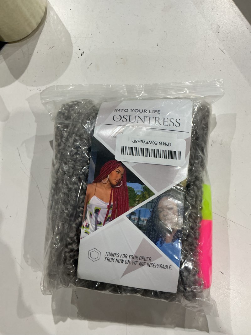 Condition photo showing New/Like New for 8 inch yanky twist crochet hair 10 packs, pre-looped short mini spring twists micro yankee passion braids (200 strands, gray) 8 inch (pack of 10) grey