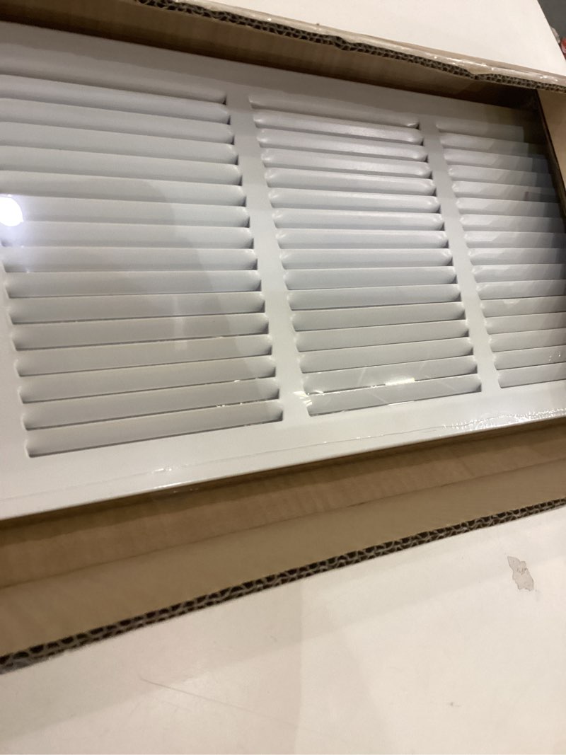 Condition photo showing New/Like New for Fancat 24"W x 8"H Return Air Grille [Duct Opening Size], Steel HVAC Return Air Vent Cover for Wall & Ceiling, White Powder-Coated Rust-Resistant AC Cold Air Return, Outer Dimensions 25.75"W x 9.75"H 24''Wx8''H [Duct Opening]