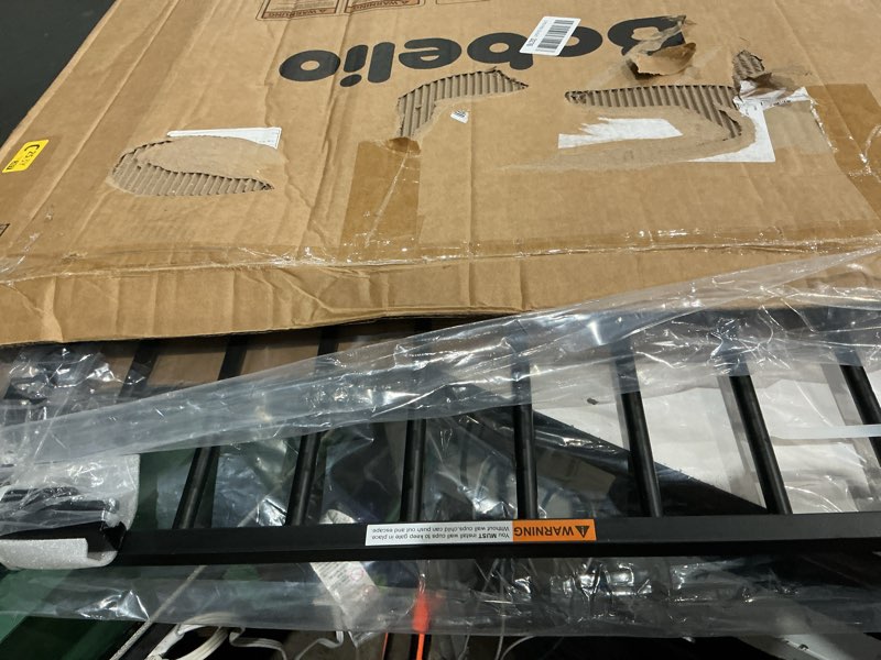 Condition photo showing As Is for babelio baby gate for doorways and stairs, 36-41" pet gate with wide walk thru door and lock indicator, no drill pressure mounted safety gate with double lock and self-closing, black black 36-41"w, 30"h