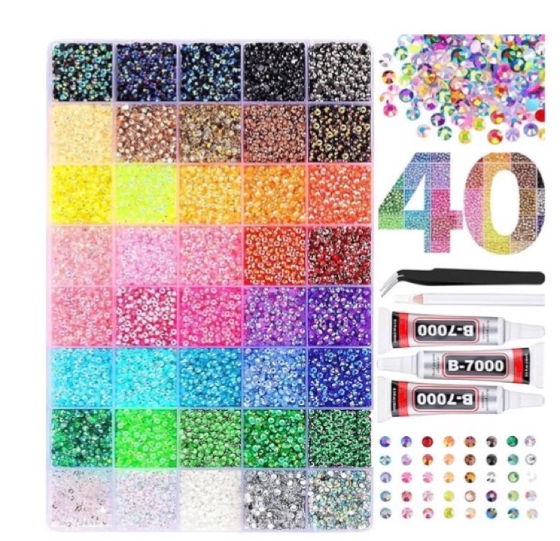3mm colorful diy resin rhinestone kit for bedazzling, multicolor flatback gems, 3pcs 10ml b7000 jewe