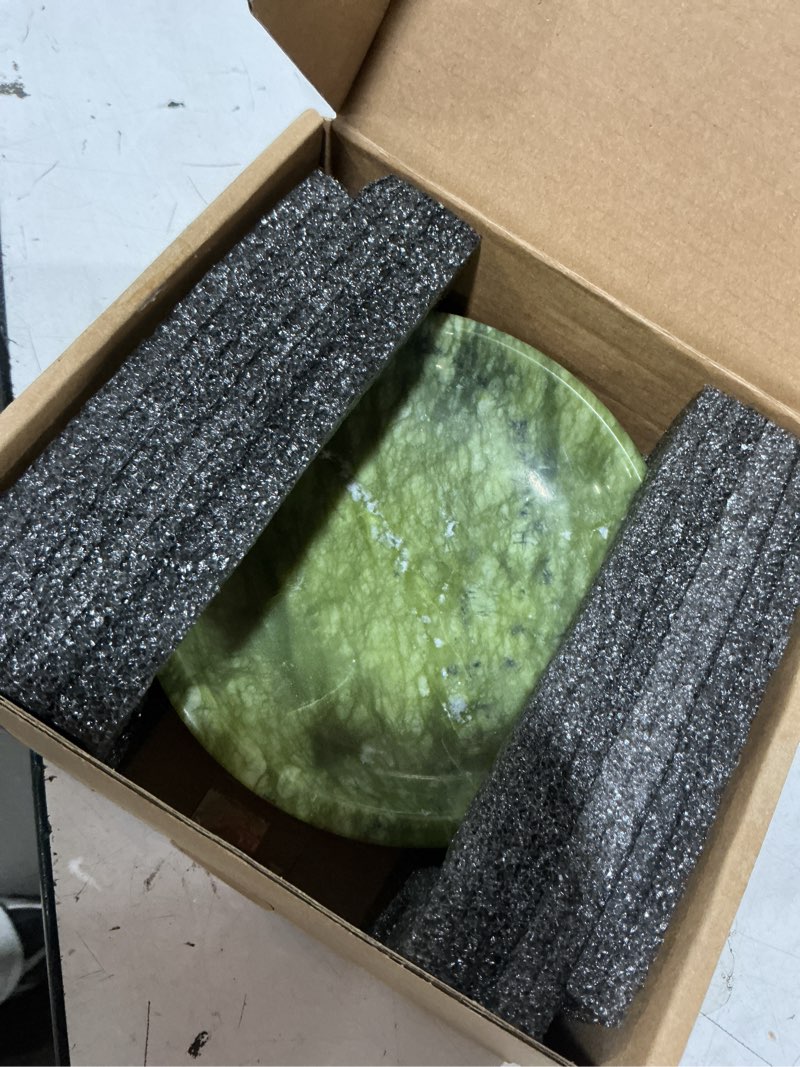 Condition photo showing Good Condition for koville natural marble incense holder, incense holder for sticks with 9 holes, handmade incense burner ash catcher for meditation yoga spa, balsam fir/palo santo/sage/cone (green) d=150-green