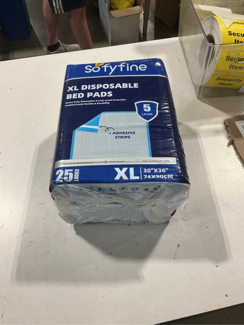 Condition photo showing Good Condition for sofyfine bed pads with adhesive strip 30"x36" thicken elderly adults incontinence underpads disposable,heavy duty absorbent chucks waterproof,xl extra large puppy pee training pad[25 pads] 30"x36"-25 pads (with adhesive strips)