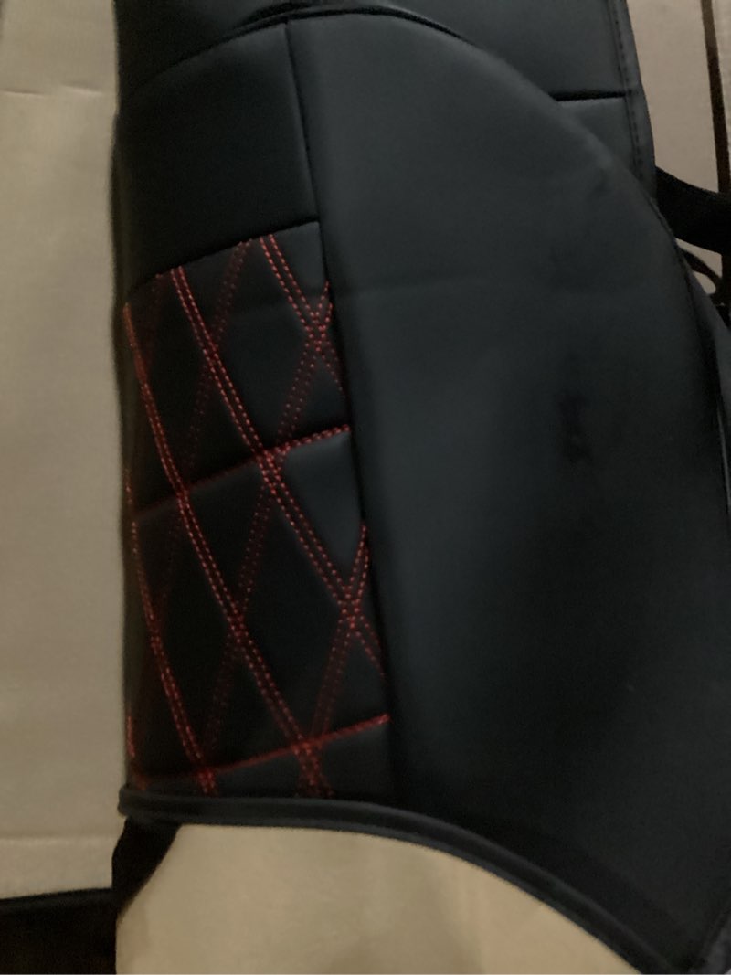 Condition photo showing Good Condition for NS YOLO Leather Car Seat Covers,Universal Fit for Most Cars,SUVs and Sedans,Waterproof Luxury Leatherette Cushions, 5 Seats Protectors (Black and Red, Full Set-5 Seats(Front and Rear)) Black and Red Full Set-5 seats(front and rear)