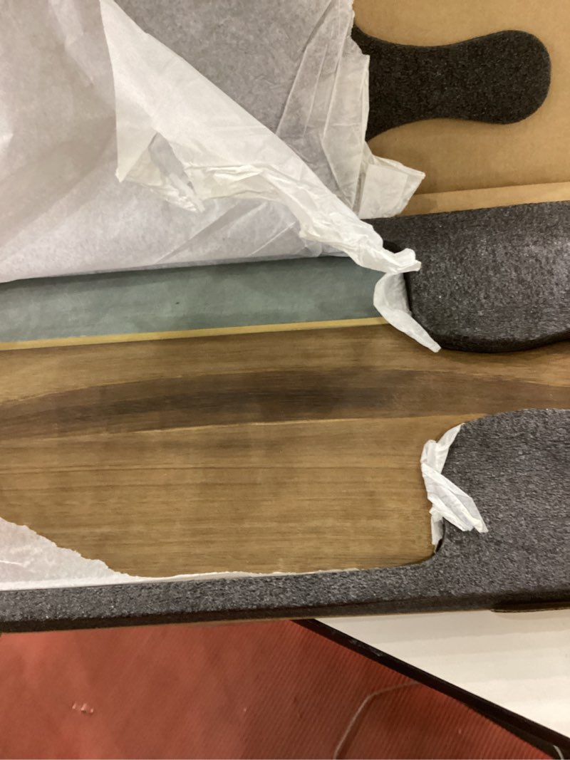 Condition photo showing Good Condition for Cutting Board with Marble and Wood, 16.5”X 7” Cheese Board with Handle,Serving board for Bread, Cheese, Meat, Fruits, and Vegetables, Charcuterie Boards for Kitchen as Serving Trays
