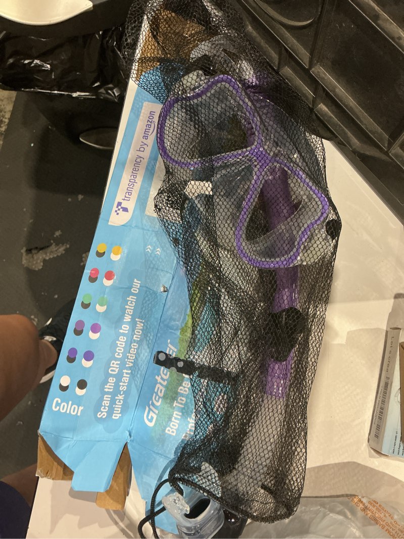 Condition photo showing Good Condition for greatever dry snorkel set,panoramic wide view,anti-fog scuba diving mask,professional snorkeling gear purple adults