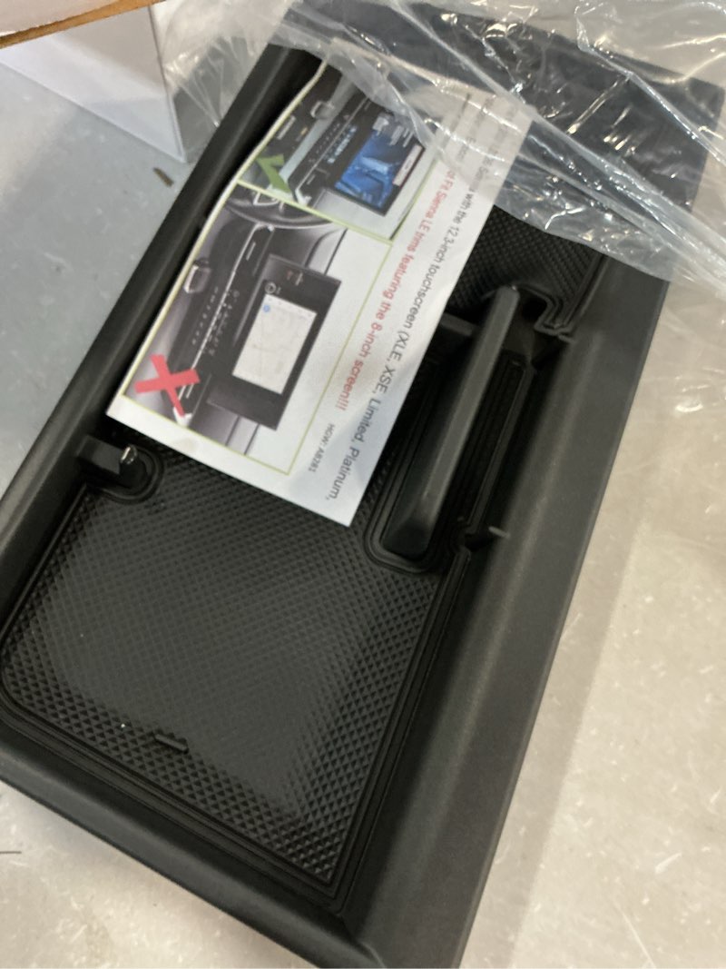 Condition photo showing Good Condition for hgwei dash storage tray compatible with 2025 2026 toyota sienna interior accessories behind 12.3inch screen center console dashboard organizer insert mounted holder (not for sienna le with 8" screen)
