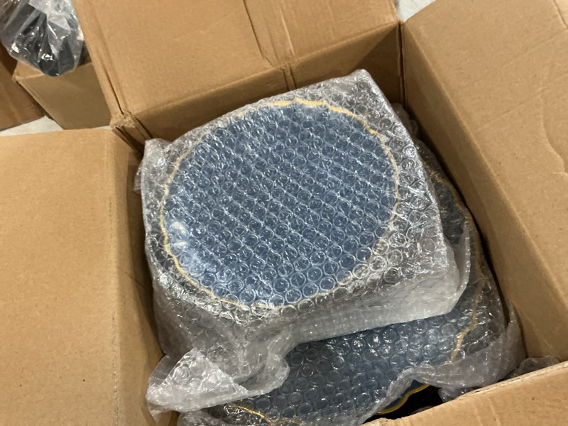 Condition photo showing Good Condition for lullaby 100pcs translucent blue plastic plates with gold rim, fancy lace-edged disposable plates include 50pcs dinner plate 10”, 50pcs dessert plate 7”, perfect for party, wedding, holiday translucent? blue 100pcs