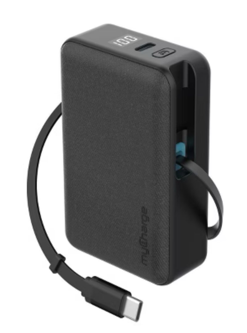 myCharge RetractaCharger 10000mAh Portable Charger w/ Retractable USB-C Cable