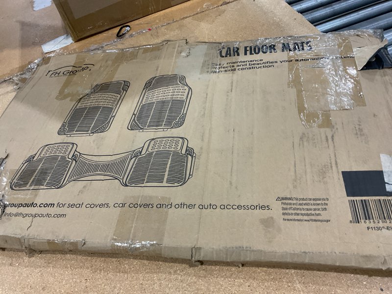 Condition photo showing New/Like New for fh group automotive floor mats solid climaproof for all weather protection universal fit trimmable heavy duty fits most cars, suvs, and trucks, 3pc full set black black full set 3 pcs