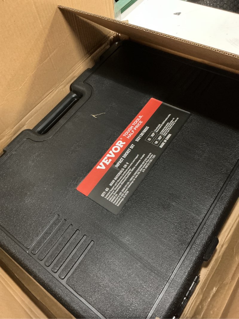 Condition photo showing Good Condition for vevor 1/2" drive impact socket set, 65 piece sae 3/8" to 1-1/4" and metric 10-24mm, 6 point cr-v alloy steel for auto repair, easy-to-read size markings, rugged construction, storage case 1/2" 65pcs