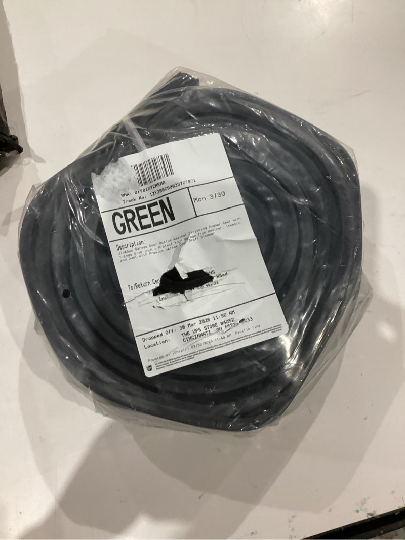 Condition photo showing Good Condition for jin&bao garage door bottom weather stripping rubber seal with t-ends 5/16 inch - protect your garage from weather, insects, and dust with premium garage door draft stopper 16 feet 5/16" t-end-black