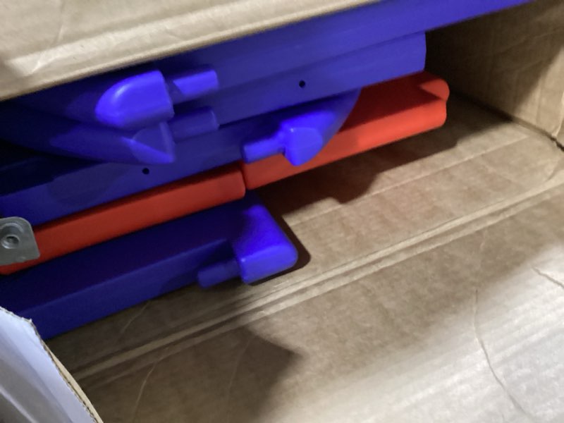 Condition photo showing As Is for marvel spidey and his amazing friends sleep and play toddler bed with built-in guardrails by delta children, blue