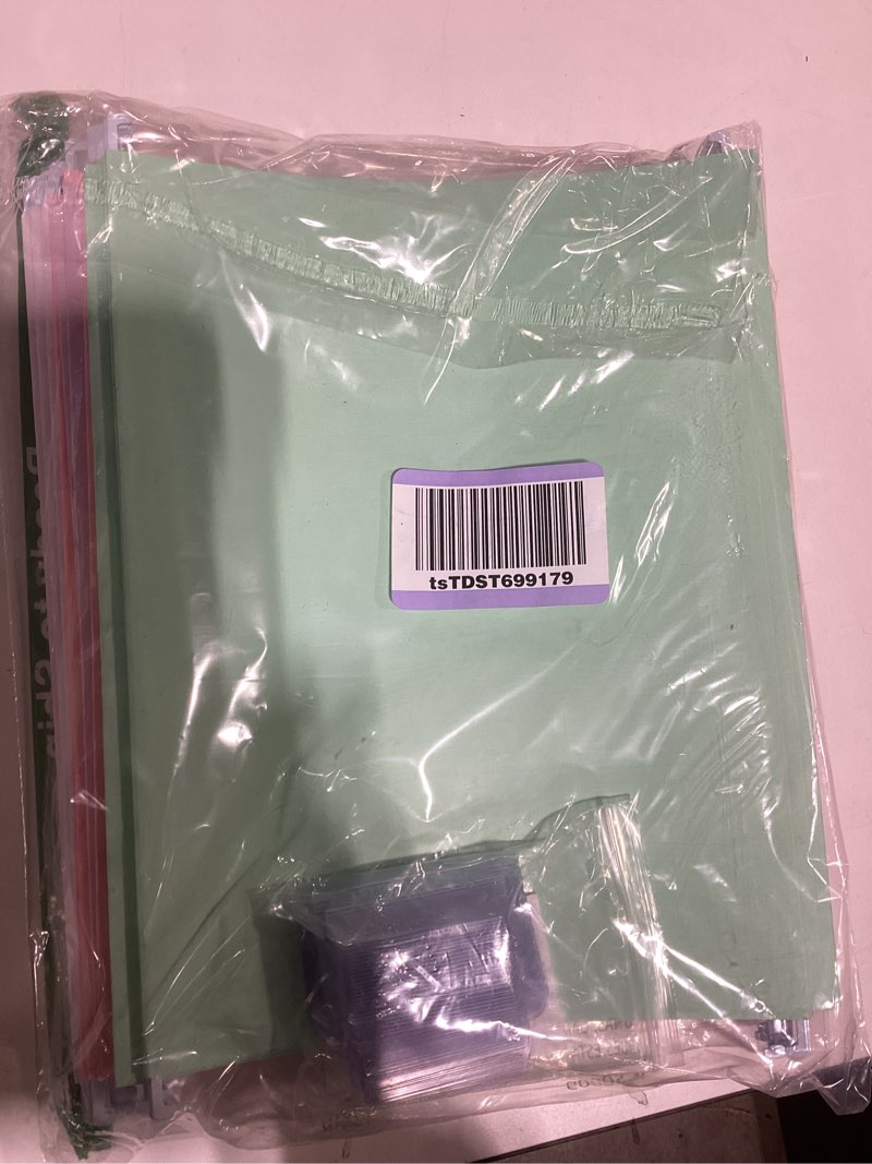 Condition photo showing As Is for sunee hanging file folders letter size, pastel colors, 25 count letter size file folders with 1/5-cut tabs, heavy duty 1 inch expansion, stay organized for your home and office bulk file pastel colors 1 inch expansion