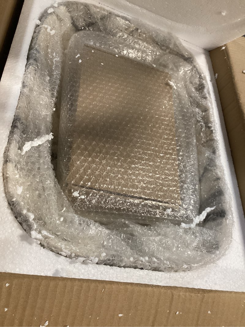 Condition photo showing Good Condition for 18”x13” Bathroom Vessel Sink with Waterfall Faucet and Pop-up Drain Marbling Rectangle Vessel Sink White Bowl Sink Above Counter Ceramic Bathroom Sink Nordic Style