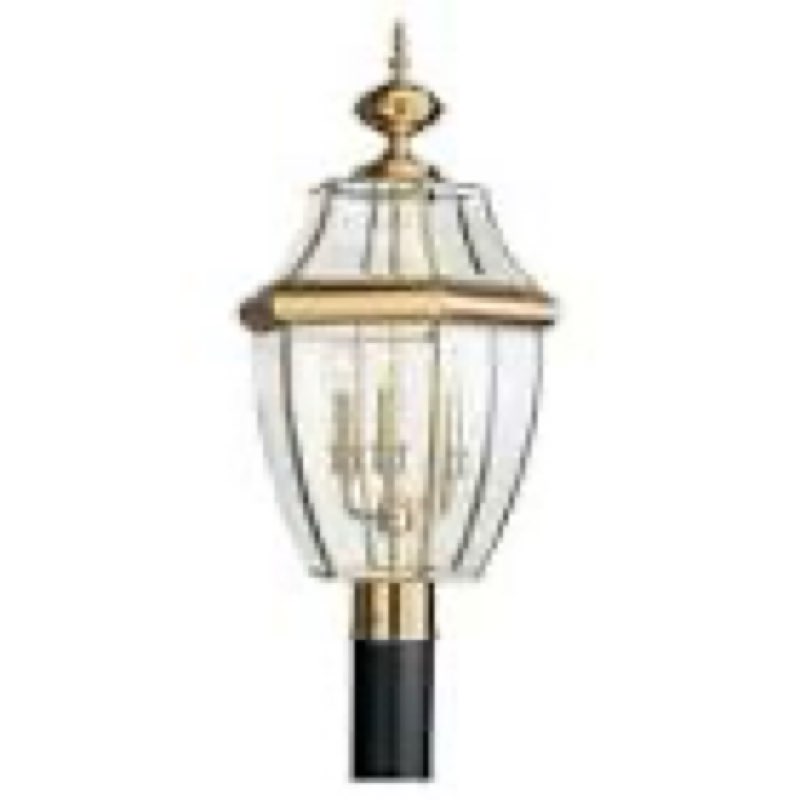 Generation Lighting 8239-02 Lancaster Traditional Three - Light Outdoor Light Post Outside Fixture, Polished Brass Finish, 1-Light, cETL Listed, Safety Rated for Wet Locations