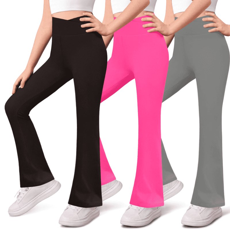 XS 3-Pack Girls Leggings- High Waist Wide Leg Leggings