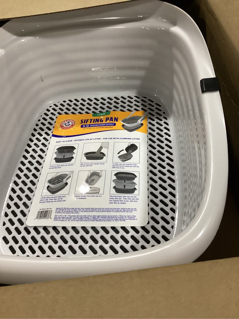 Condition photo showing Good Condition for Arm & Hammer Large Sifting Litter Box Scoop Free Cat Litter Tray with Microban, Made in USA