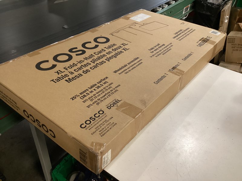 Condition photo showing New/Like New for coscoproducts cosco xl 38.5" fold-in-half card table w/handle, black, indoor & outdoor, wheelchair accessible