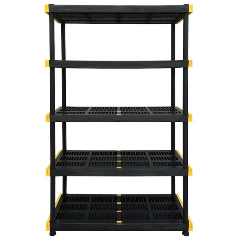   project source commander 5 -tier heavy duty black plastic utility shelving unit with ventilated shelves ( 48-in w x 20-in d x 72-in h ) | 1152800